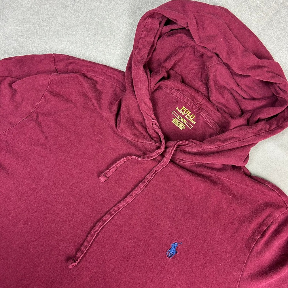 Polo Ralph Lauren Hooded Tee Long Sleeve Mens M Burgundy